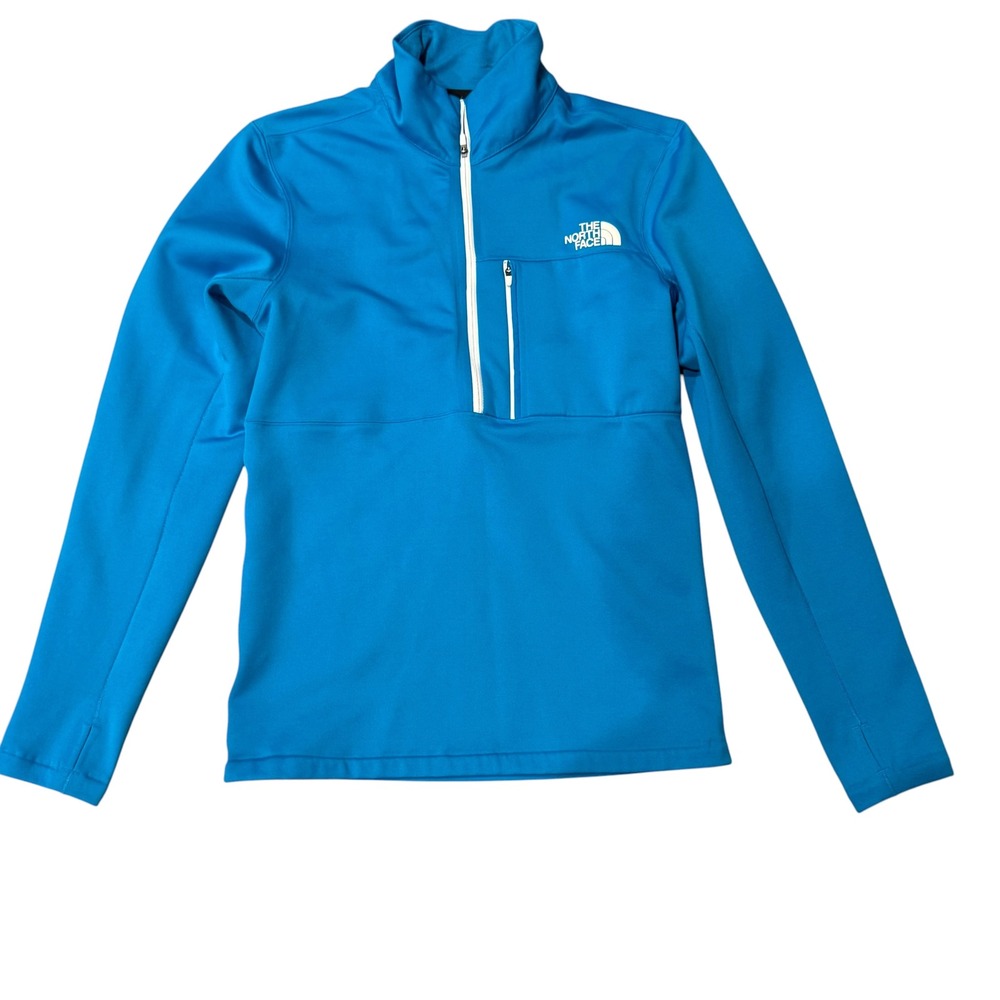 The North Face Quarter Zip Pullover Mens XS Blue Fleece Lined Thumbholes